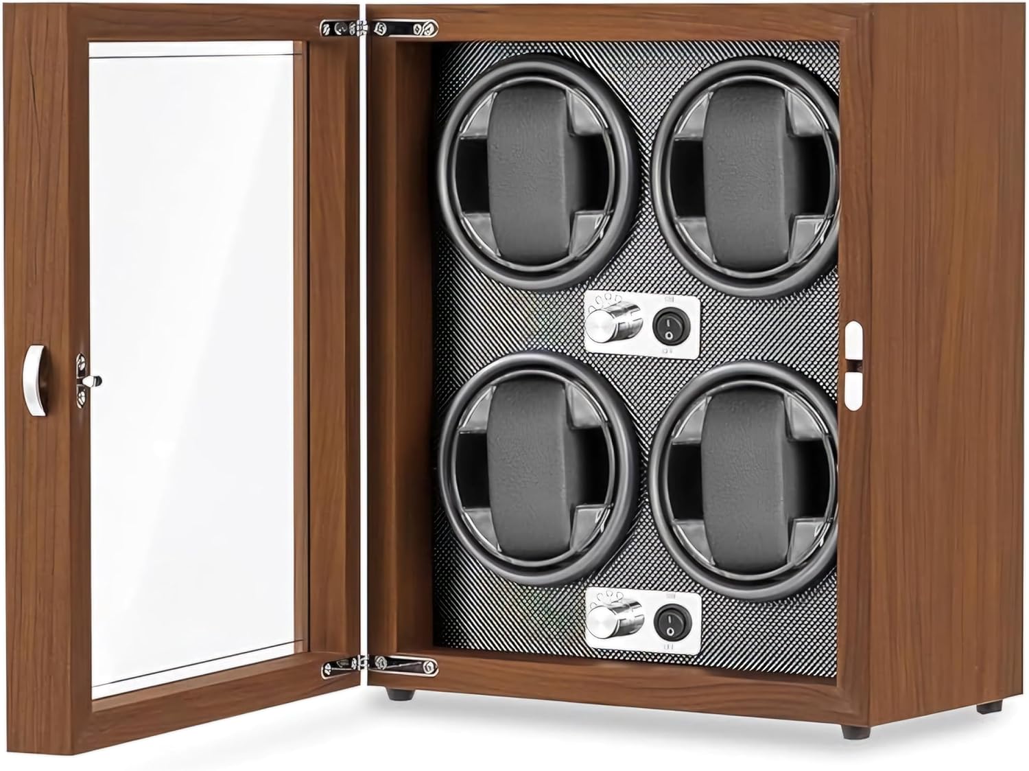 Olvy Remontoir pour 4 Montres Automatique, Boîte de Remontoir de Montre, Watch Winder, Moteur Extrêmement Silencieux, Coussin de Montre Flexible