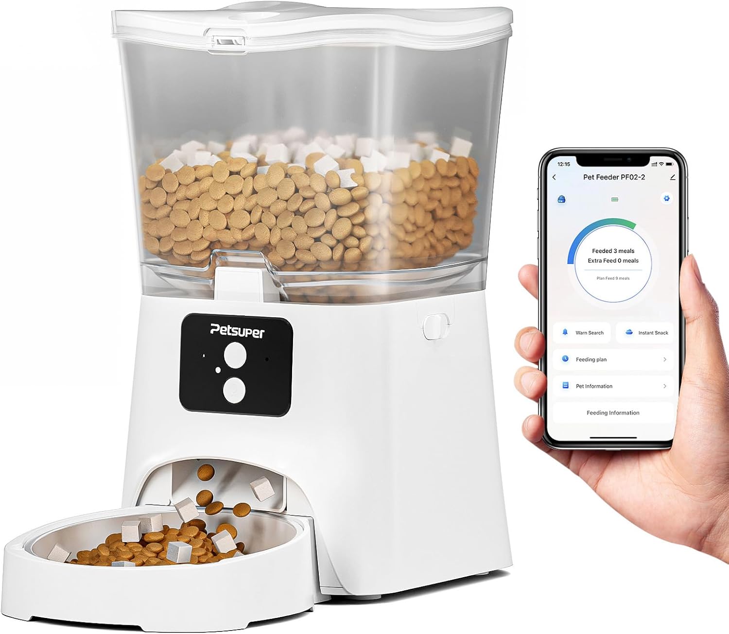 Distributeur Croquettes Chat Automatique 3L,2,4G WiFi Contrôle APP Machine Intelligente de Nourriture pour, Distributeur Automatique Croquettes Chat 1-10 Repas/Jour Technologie de Verrouillage Frais
