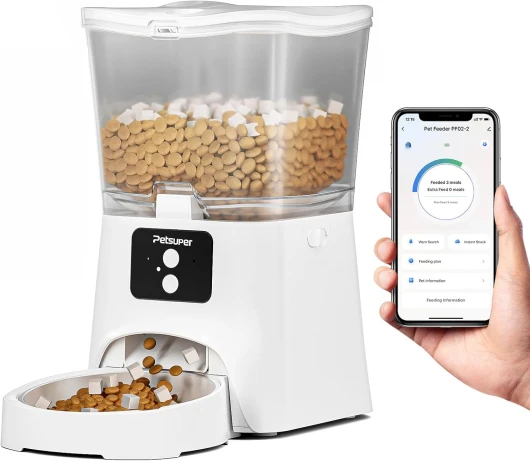 Distributeur Croquettes Chat Automatique 3L,2,4G WiFi Contrôle APP Machine Intelligente de Nourriture pour, Distributeur Automatique Croquettes Chat 1-10 Repas/Jour Technologie de Verrouillage Frais