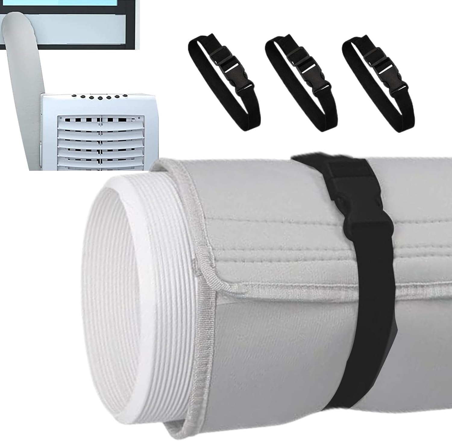 Protection de Gaine de Climatisation Portable,Isolation Pour Conduits D'AC Avec 3 Attaches À Boucle - Pièces Accessoires pour Électroménager - Appartements Bureaux Locaux Commerciaux Garages