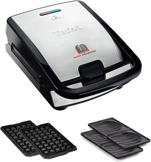 Croque gaufres et sandwiches, 2 jeux de plaques inclus, Rangement facile, Nettoyage facile, Indicateur de chauffe, revêtement antiadhésif, Snack Collection SW853D12 Plaque sandwich et gaufre