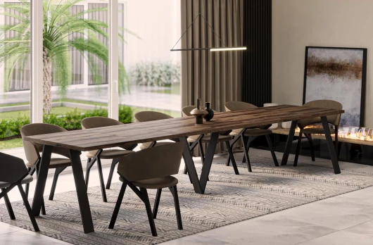Endo-Moebel XXL Table de Salle à Manger Lungo 130 cm - 405 cm Extensible Table de Cuisine jusqu'à 12 Personnes Matt (Monastery Eiche)