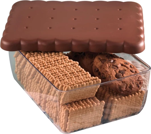 , Porte Biscuits, 2,70 LT, Boite a Biscuit 24,5 x 18,5 x 9,5, Made in Italy Marron