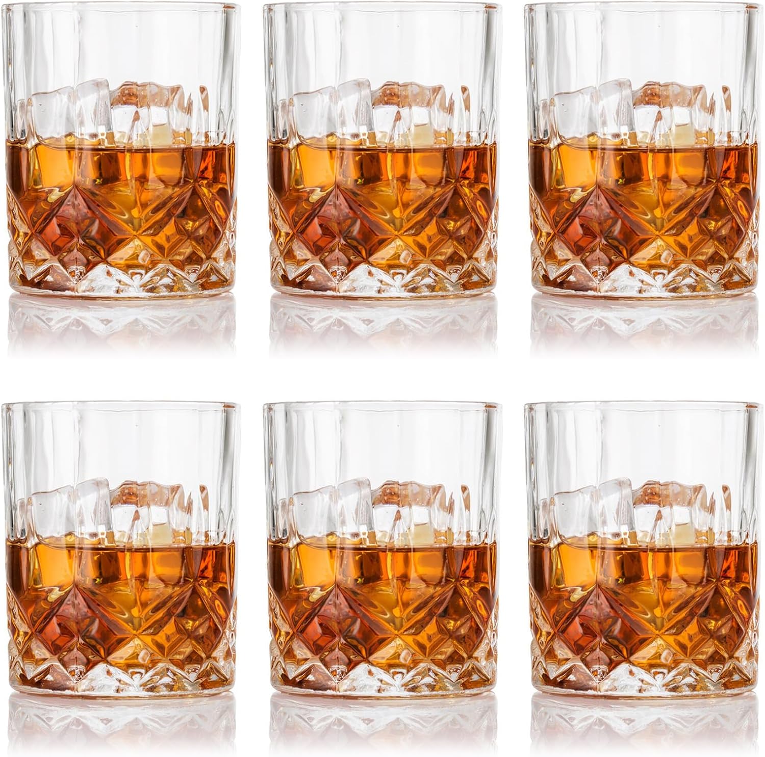WinGluge 6 pièces Verres à Whisky, 330 ml Verre à Whiskey en Cristal, sans Plomb, Whisky Glass, pour Maison, Bar, Fête