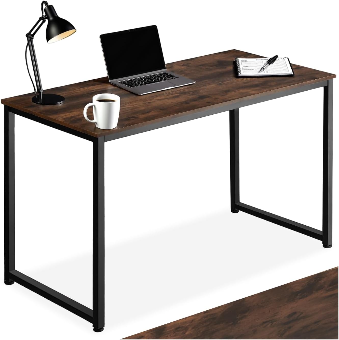 ® Table de Bureau Design Industriel en Bois MDF & Acier Bureau Ergonomique 140x59x76,5cm Bureaux Informatique Bureaux Ordinateur Teletravail - Bois foncé Industriel Rustique Industriel Brun Foncé Flint 140