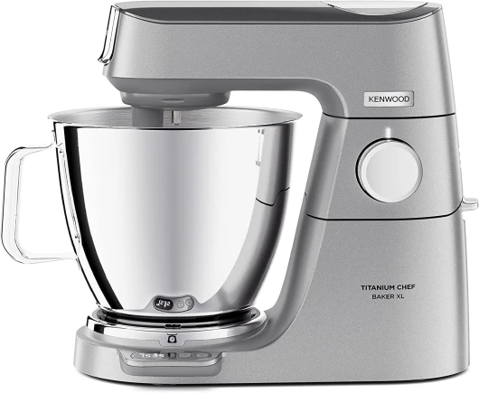 Titanium Chef Baker XL, Robot Pâtissier avec Batteur K, Crochet Pétrisseur, Fouet et Bol de 7 Litres, KVL85.424SI, 1200W, Argent 2 bols + mixeur + robot culinaire
