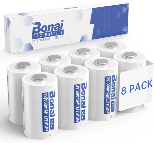 Piles Lithium CR2 3V - 900mAh - Lot de 8 - Non Rechargeables - Anti-fuites - Haute Puissance pour appareils Photo, détecteurs de fumée, Flashes et alarmes