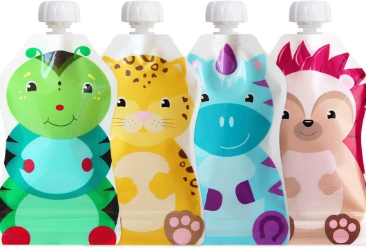 ChooMee SnakPack Sachets alimentaires réutilisables pour bébé avec fermeture zippée à double verrouillage Lot de 4