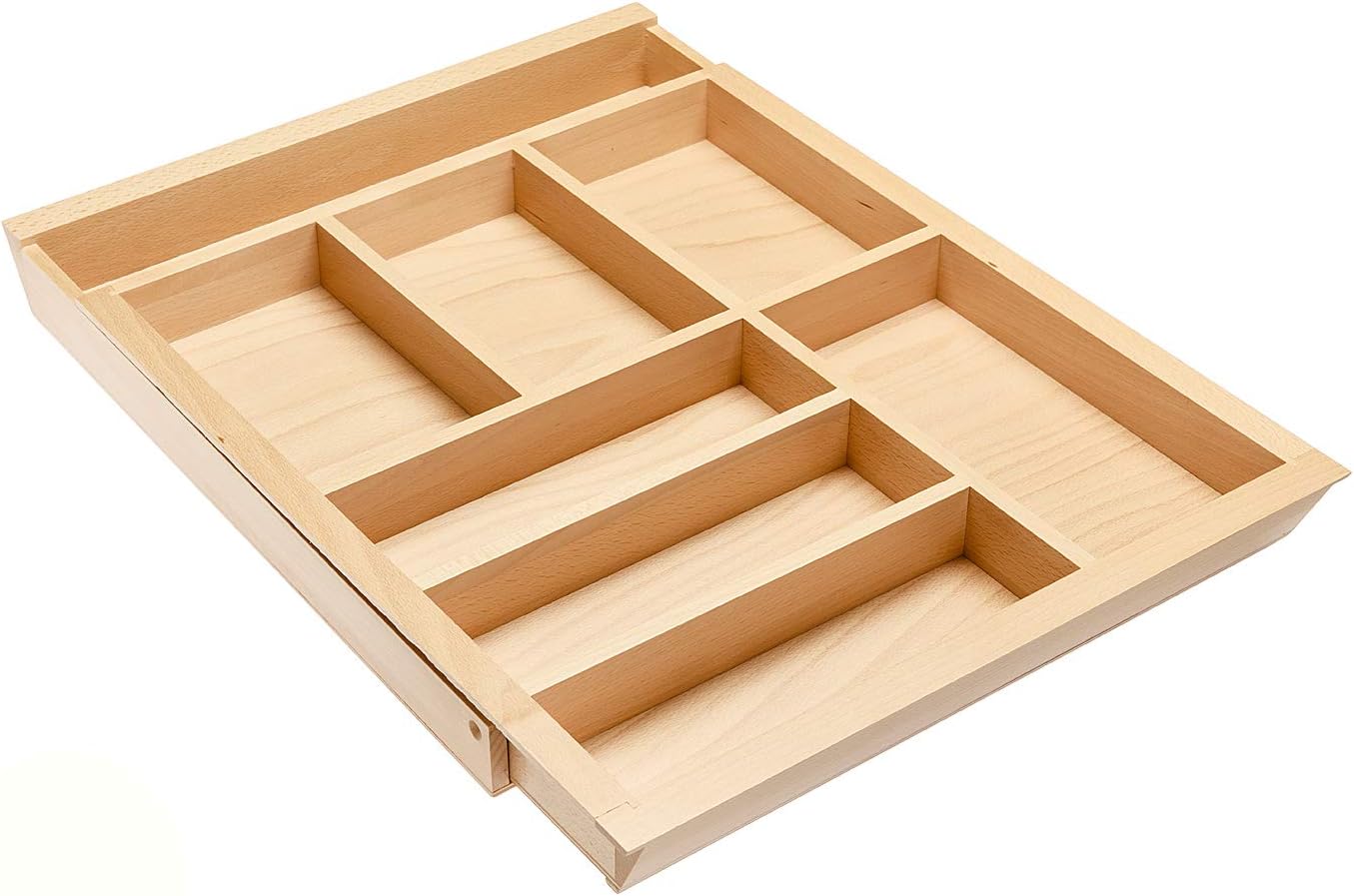 GTV Extensible Insert de Plateau à Couverts en Bois réglable en Bois de hêtre Organiseur de tiroirs de Cuisine Width 512-950mm / Depth 424mm