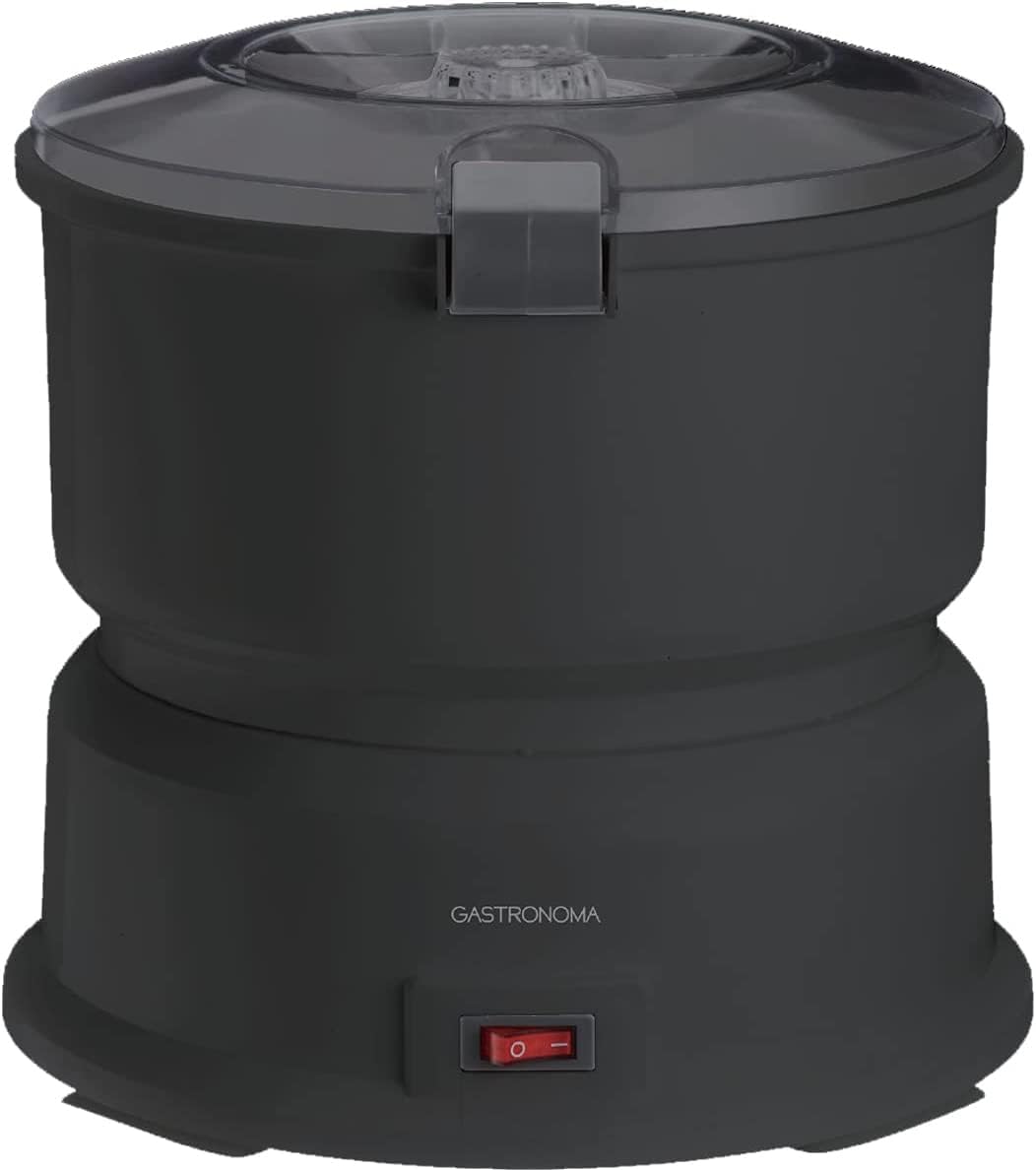 Gastronoma 18220001 Éplucheur de pommes de terre avec essoreuse à salade, 1 kg, éplucheur électrique de pommes de terre, plastique, noir