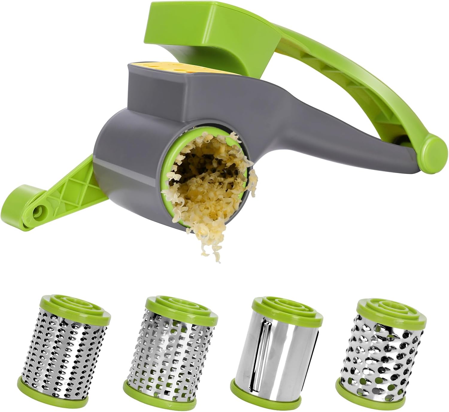 Râpe à Fromage Rotative Manuelle avec Tambour en Acier Inoxydable, Moulin à Fromage pour Râper Fromage Dur, Chocolat, Noix, éPices et Plus Encore, Vert + Blanc Mandoline 300012de