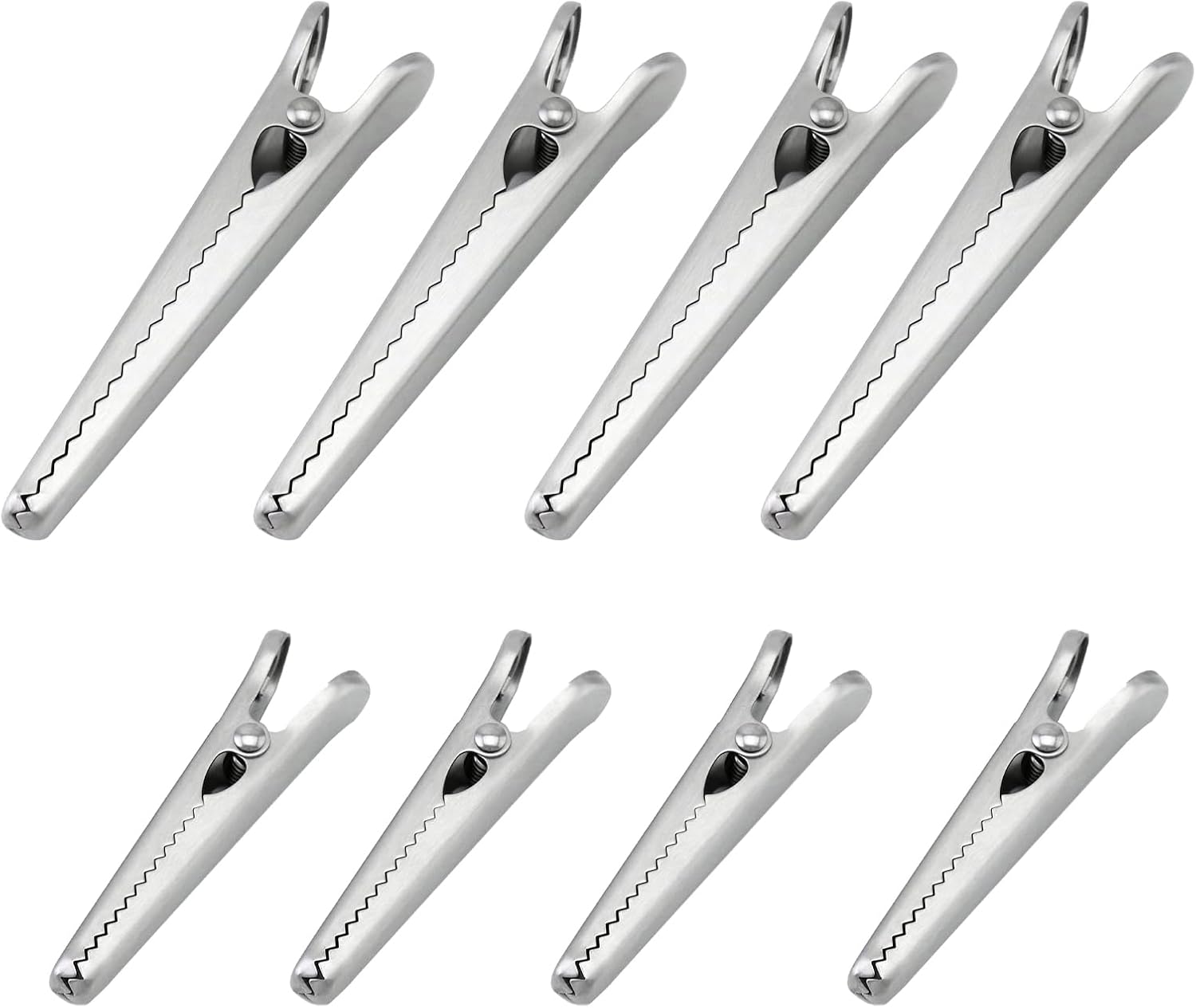 8 Pièces Pince Sachet Alimentaire,Crocodile Inox Pince Sachet Cuisine,Clip Fermeture Cuisine Réutilisable,8.5&12.0cm Pince Crocodile Inox,pour Pain, Café, Flocons D'avoine, Aliments