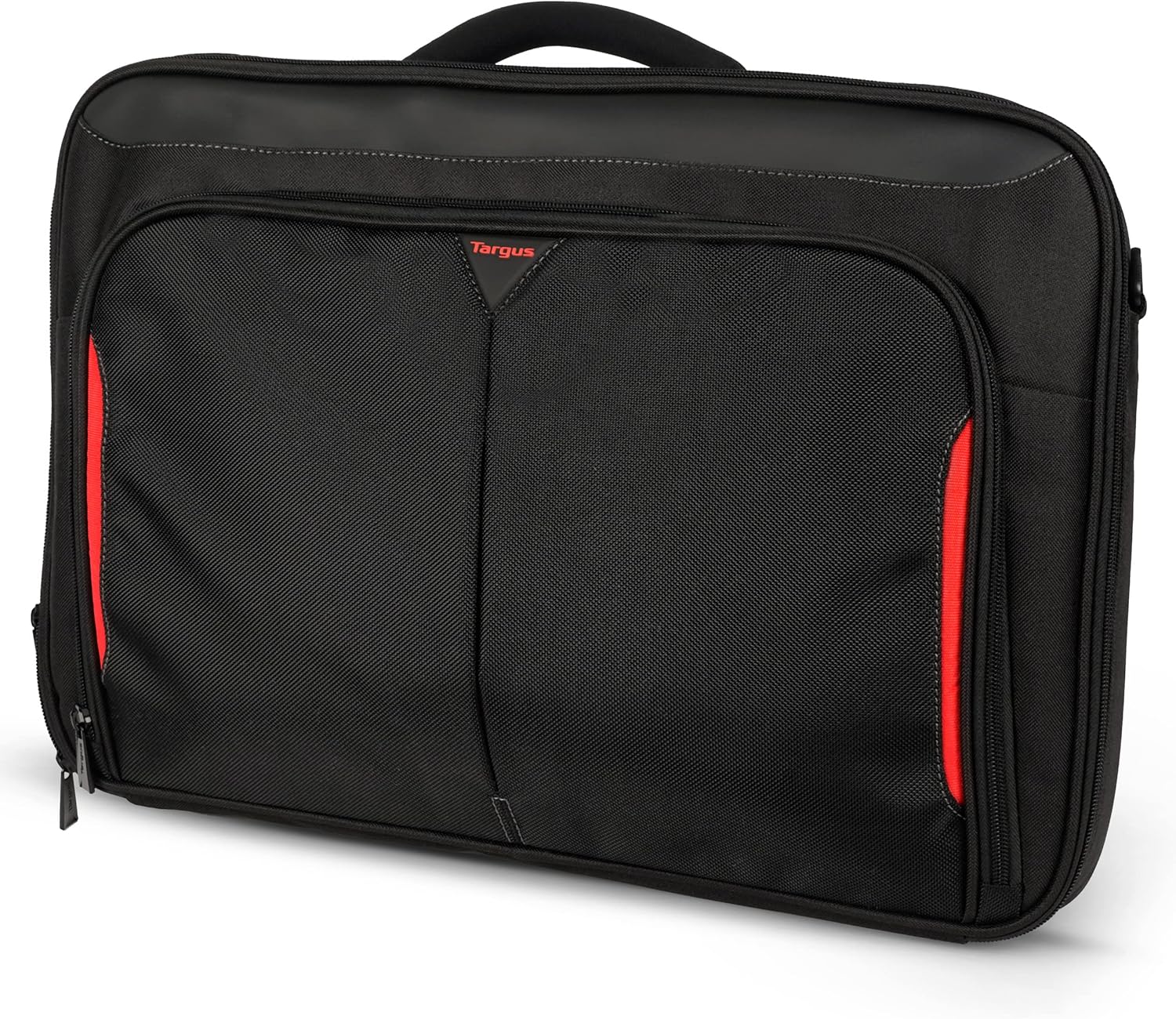 Classic+ Clamshell Sacoche pour Ordinateur Portable jusqu'à 18'', Sac à Bandoulière Homme Femme, Mallette Ordinateur Portable Pratique – Noir/Rouge, CN418EU