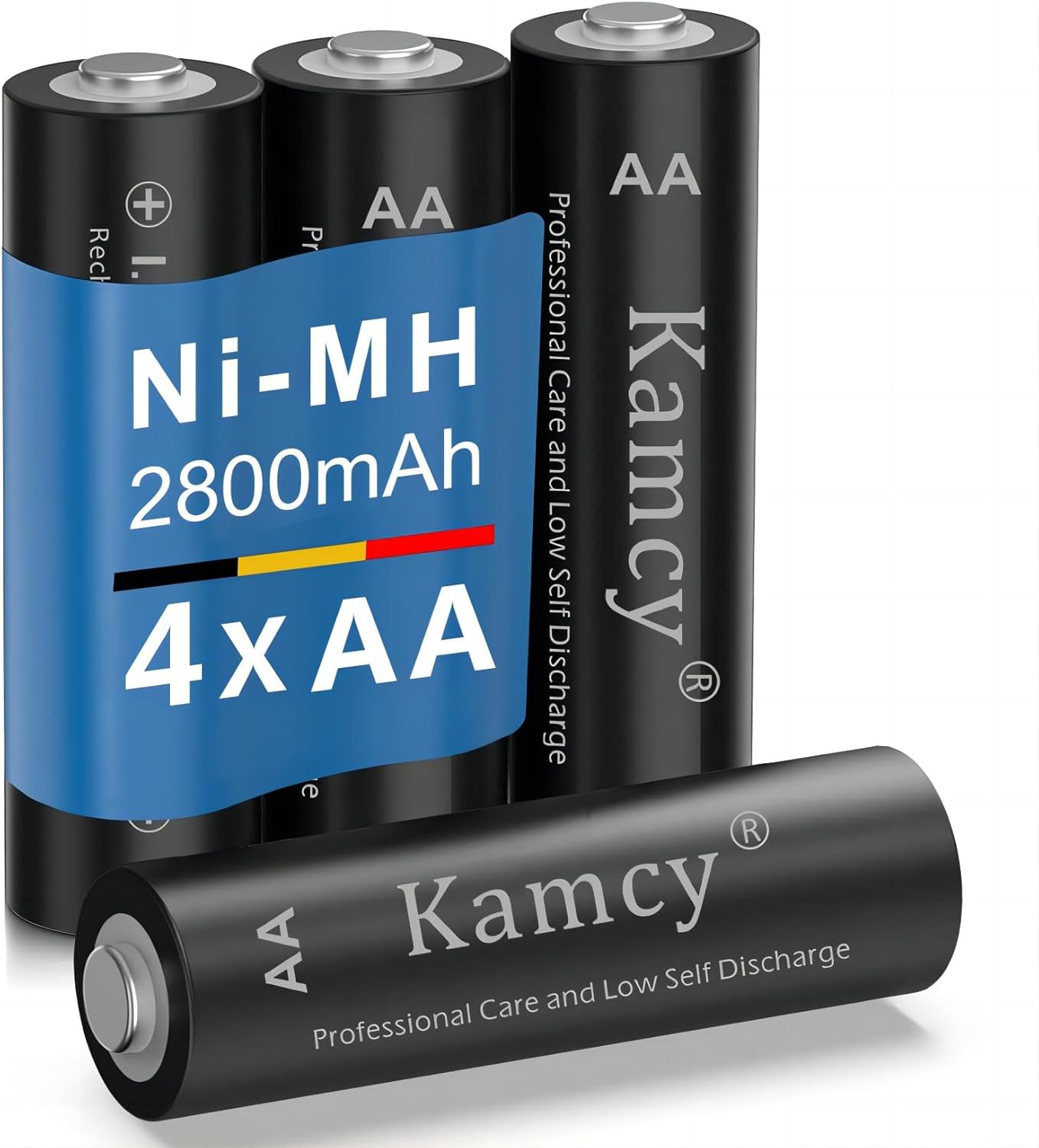 Piles Rechargeables AA - Lot de 4 Piles - Batteries AA LR6 Rechargeables 1,2V NiMH 2800 mAh - Pré-Chargées Haute capacité Lot de 4 AA