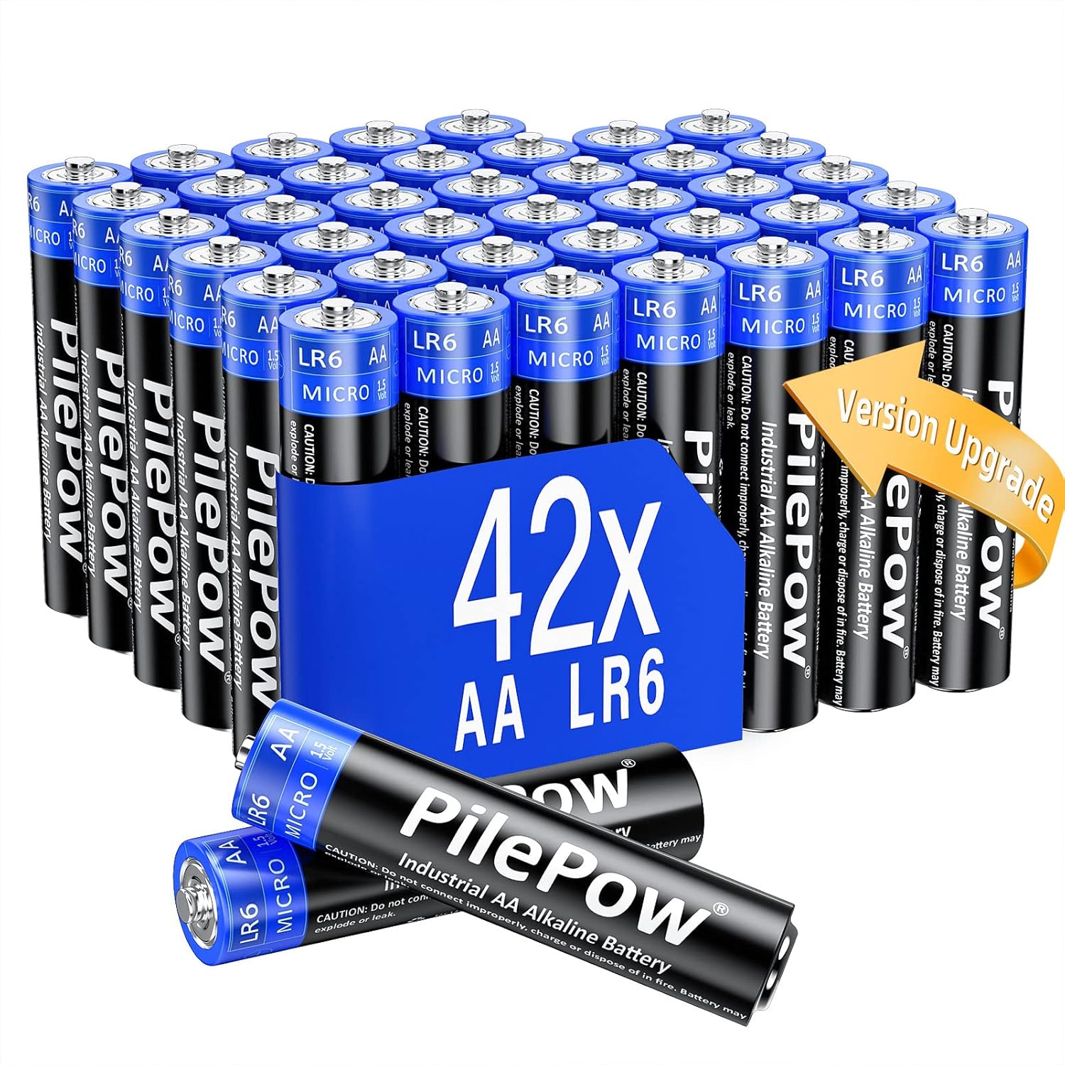 Piles AA alcalines, Perfomant, Lot de 42, 1.5Volt LR6, [Version Upgrade] Piles Jetables pour Jouet, Réveil, Télécommande Portable et d'autres Dispositifs Quotidiens AA Lot de 42