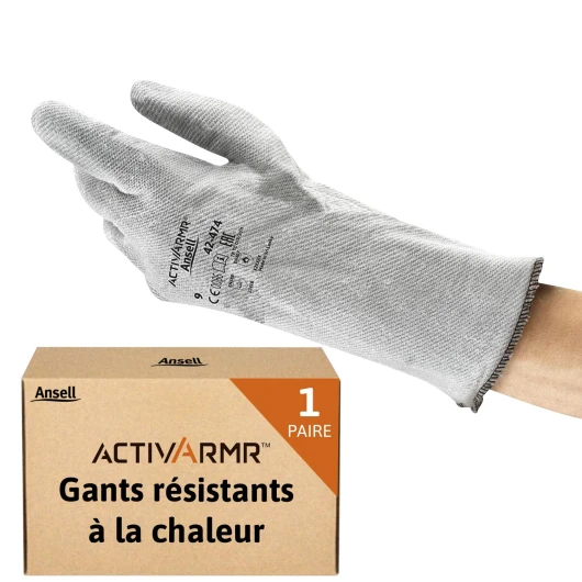 ActivArmr 42-474, Gants de travail résistants à la chaleur, Gants de protection EPI sécurisés, Gants nitrile M pour la mécanique et l'utilisation de produits chimiques, Gris, 1 paire