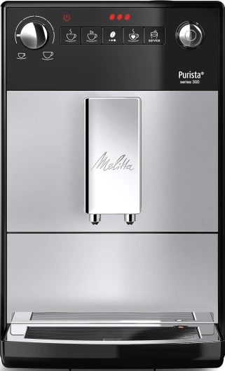 Purista Argent, Machine à Café à Grains avec Broyeur et Système d'Extraction des Arômes, Silencieuse, Mode 1 à 2 Tasses, Cafetière Expresso 1L, Automatique, F230-101 Argent Unique