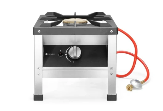 Réchaud à Gaz Professionnel Hokker pour Utilisation en Intérieur, avec Thermocouple et Allumage Électronique, Compatible Gaz Propane et Butane, 6,0kW, 400x440x(H)390mm, Acier Inoxydable Single