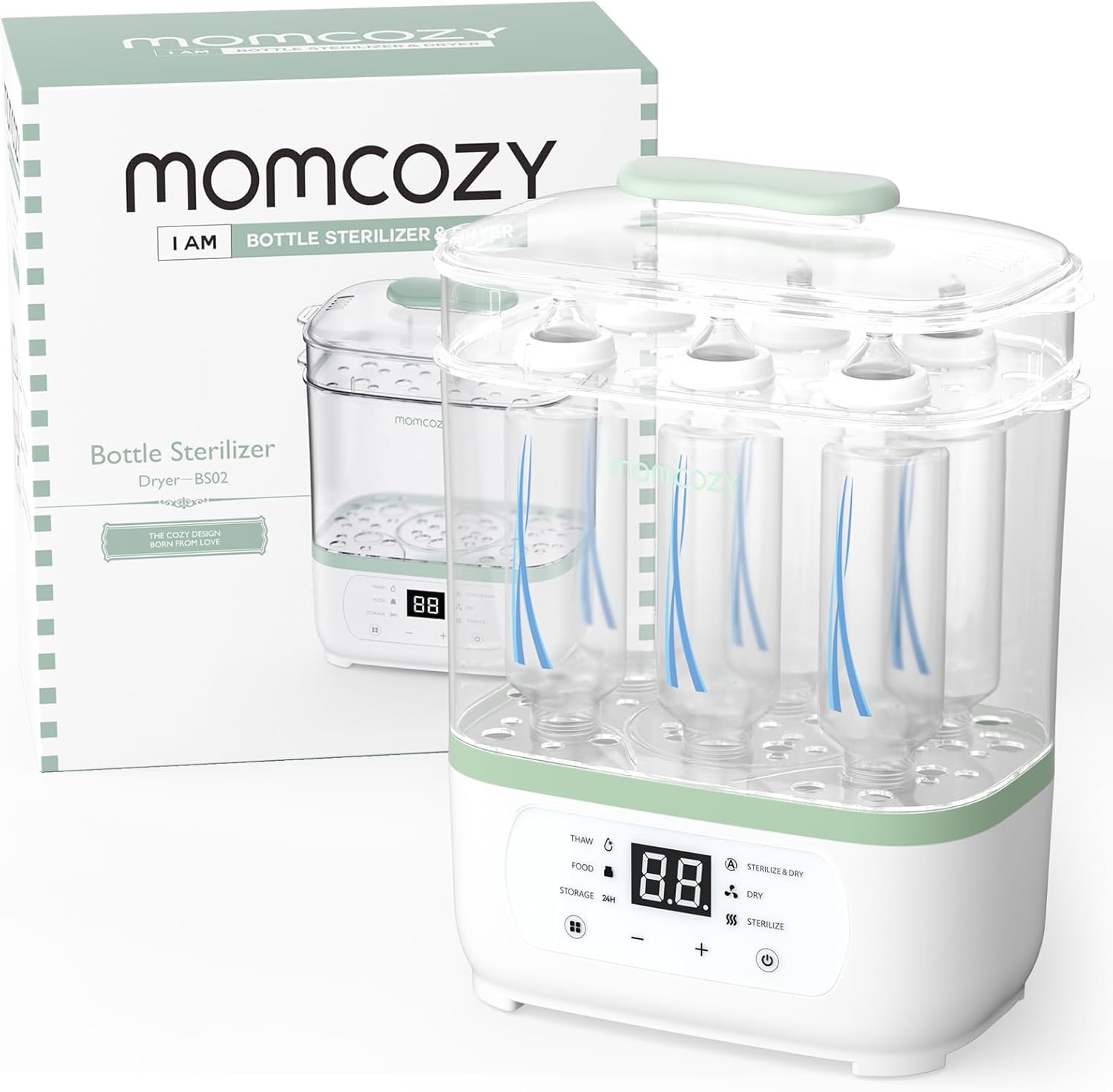 Stérilisateur Biberons Électrique, Séchoir- Stérilisateur en 1, Stérilisation Multifonctionnel Compact pour Accessoires Lait et Tire-Lait​