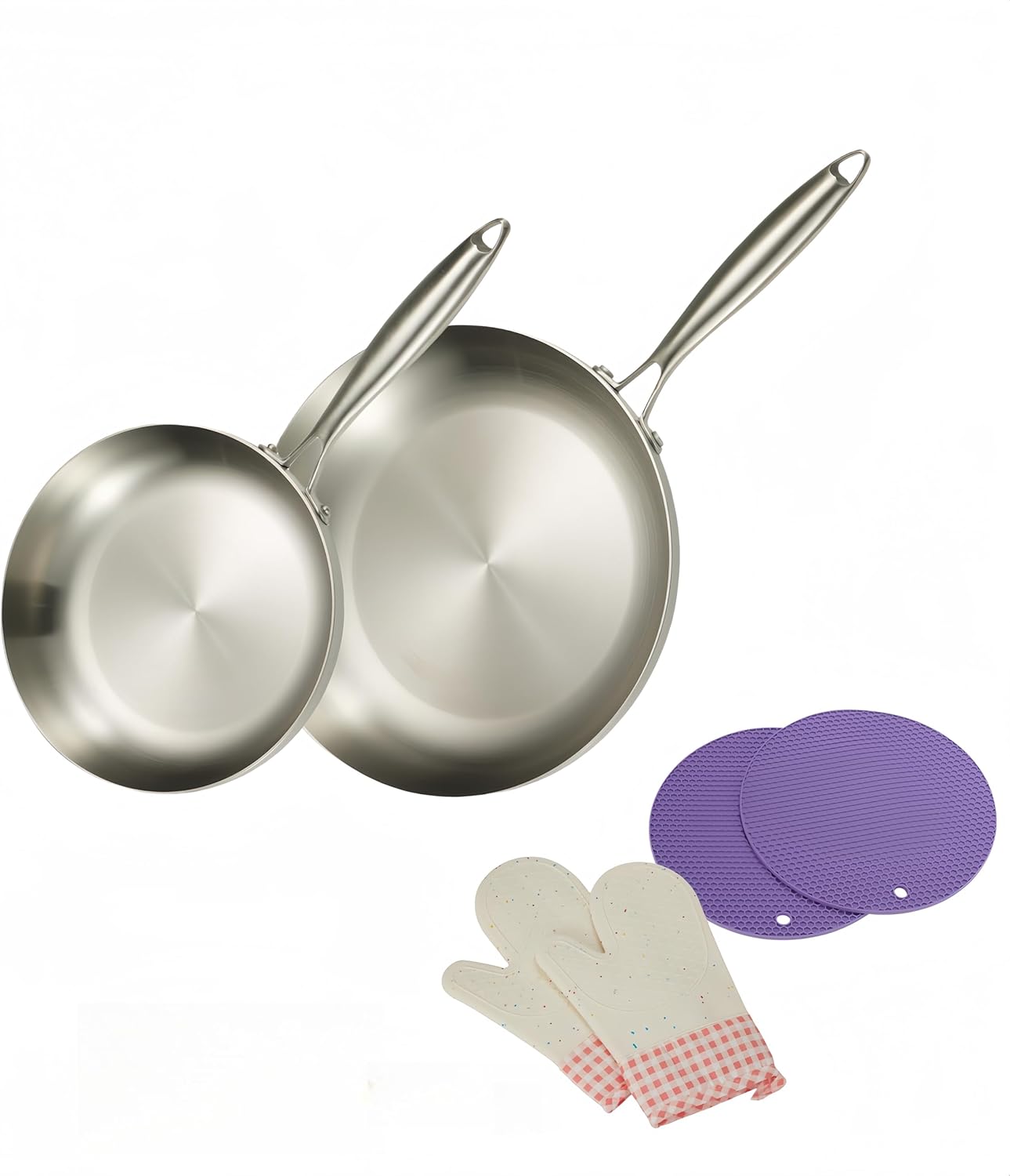 SanheKit Poêle à frire en acier inoxydable 3 couches, 30 cm, compatible avec induction, four et barbecue, chaleur rapide et uniforme, casseroles et poêles, poêles, poêles, poêles, poêles, poêles,