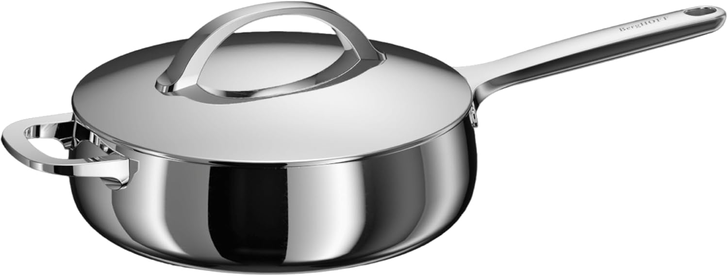 Home Poêle Sauté (24 cm) – Casserole en acier inoxydable avec couvercle – Convient à toutes les plaques, y compris induction – Casserole – Lavable au lave-vaisselle & résistant au four Stellar Steel 24cm