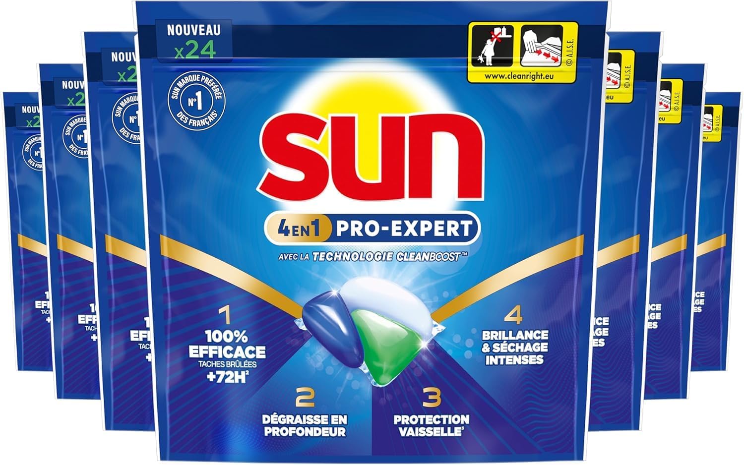 Pro Expert - 168 Pastilles Lave Vaisselle - Action 4 en 1 - Regular - Elimine 100% des taches brûlées de +72h - dégraissent en Profondeur - 24 Capsules (Lot de 7) 24 unité (Lot de 7)