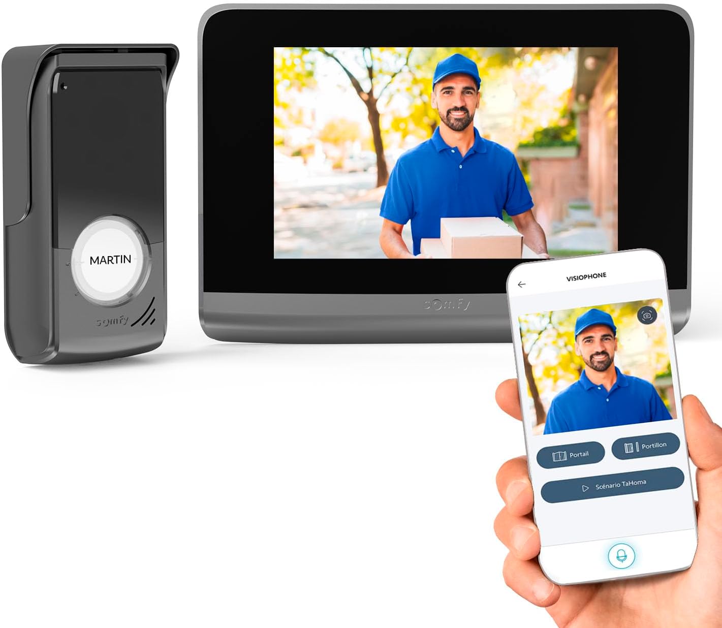 1871265 - Visiophone V500 Connect, Interphone vidéo pour accueillir vos visiteurs à distance via l’app Protect, Contrôle de 5 équipements RTS, Écran 7 pouces, Caméra grand angle, Vision nocturne