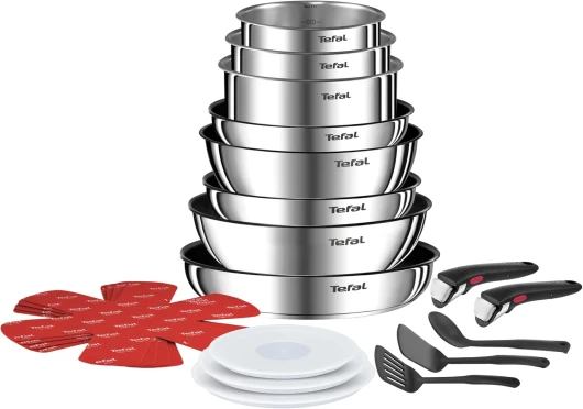 Ingenio Batterie de cuisine 20 pièces, Poêles, Casseroles, 2 poignées amovibles, Induction, Revêtement antiadhésif, Empilable, Compatible lave-vaisselle, Emotion L897SK04 8 pièces + accessoires
