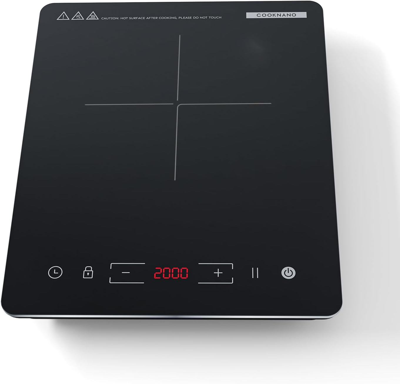 COOKNANO Induction Cooktop Hot Plate, 2000W Single Induction Hob with 9 Power Levels and 8 Hour Timer, Sensor Touch Button Control, Security Lock, Black Crystal Glass, Portable and Compact black.
