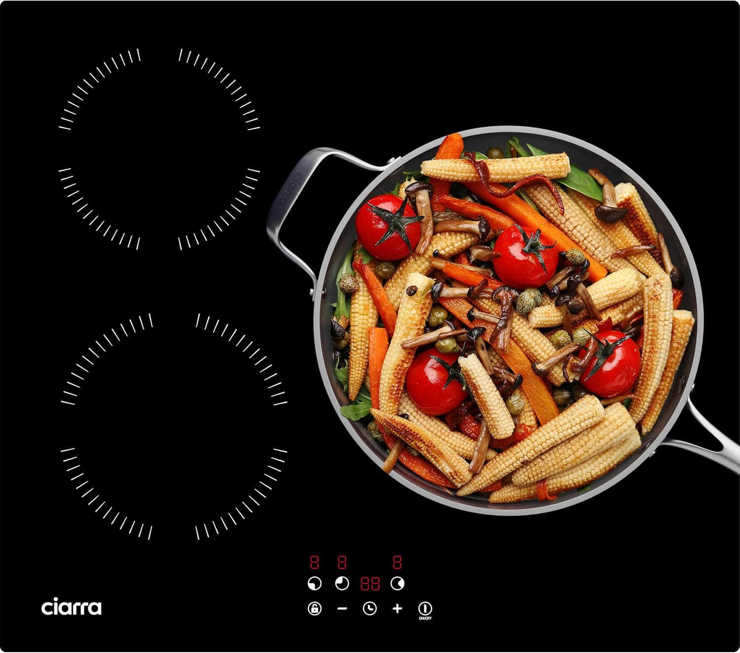 CABBIH3-A Plaque Induction 3 Feux 5600W, 60CM Plaque de Cuisson Verre, Contrôle Tactile, Minuterie, Sécurité Enfant 3 Foyers - A