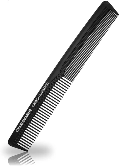 Peigne cheveux de Charlemagne - en carbone incassable de première qualité pour cheveux et barbe - antistatique double face - Coiffage homme et femmes