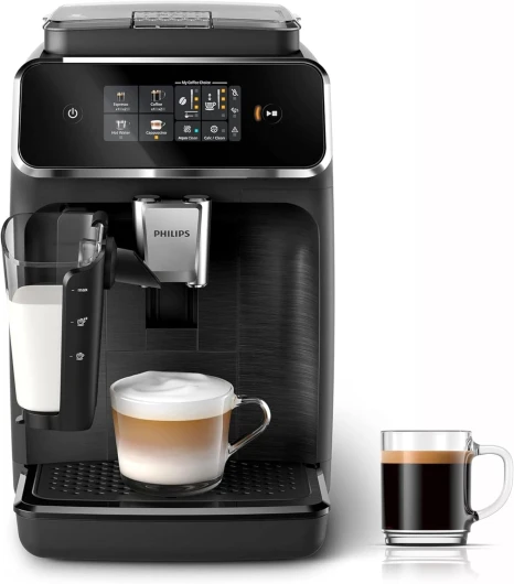 Philips Machine à Expresso Entièrement Automatique Séries 2300-4 Boissons, Écran tactile couleur moderne, LatteGo, SilentBrew, Broyeur 100% Céramique, Filtre AquaClean - Noir mat (EP2330/10) 4 Boissons Carafe Latte Go