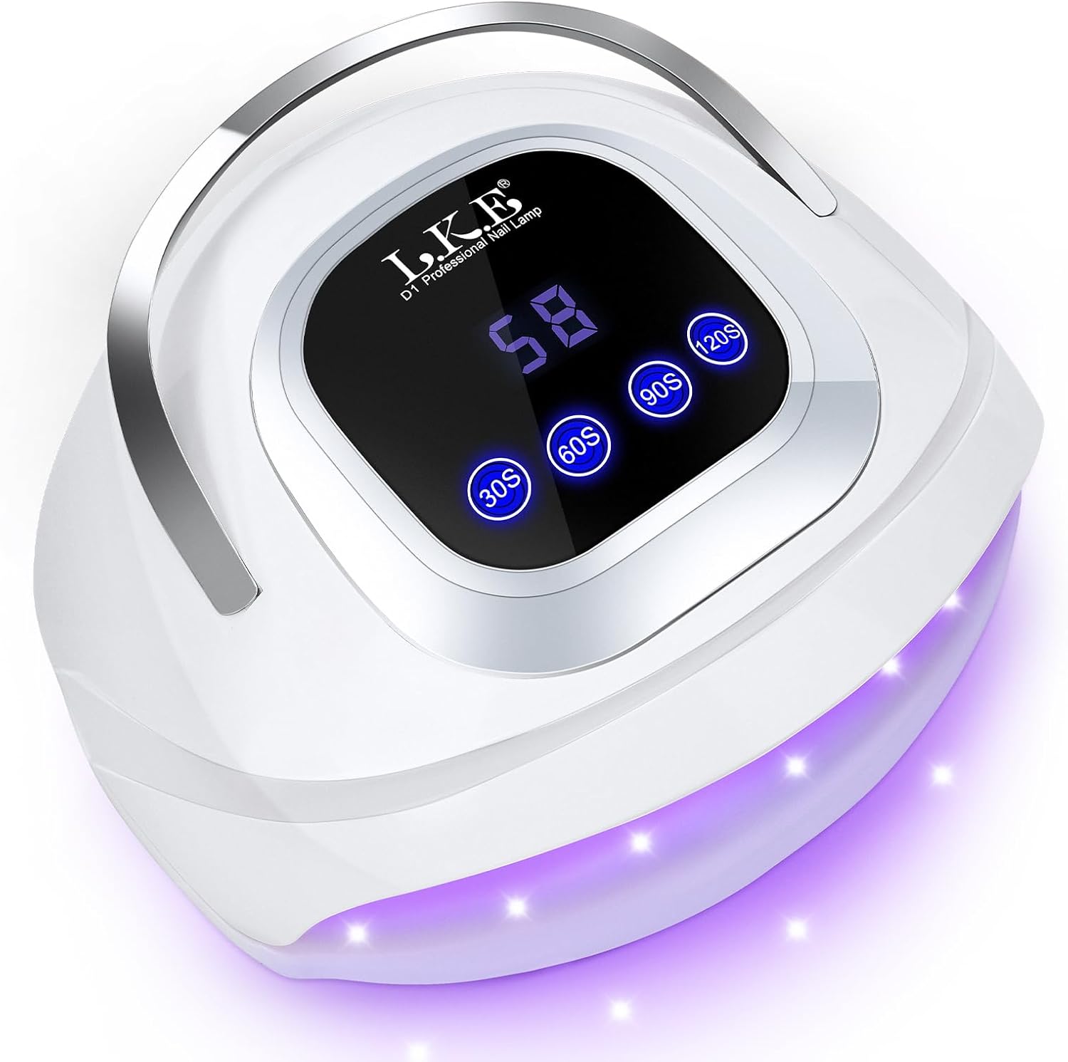 LKE Lampe UV Ongles Gel, 268W Lampe UV Ongles avec 4 Minuteries,60 LED, Automatique, Écran Tactile, Poignée Portable Séchoirs à Ongles pour Tous les Vernis Gel UV, Cadeau Parfait (D1005)