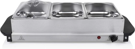 Chauffe-Plat, Capacité totale de 4,2 litres, Fonction Maintien au Chaud, Gris métal, BP-6283 3 x 1,4 Litre