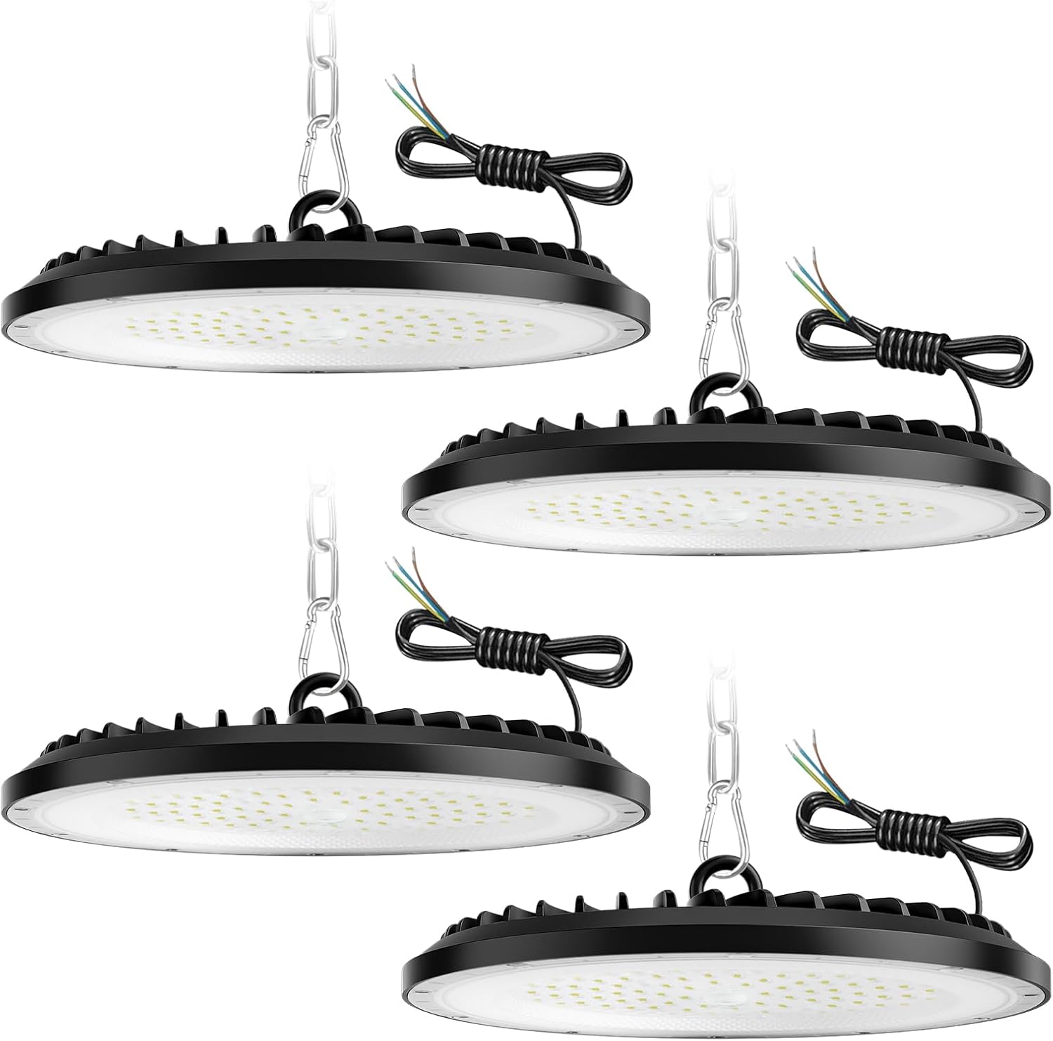 ZXICH 100W UFO LED High Bay Light,15000LM, 6000K blanc froid UFO LED atelier lumière, IP65 imperméable à l'eau lampe，Convient aux usines, garages et entrepôts (4 Pack,100W) 4 PACK-100W