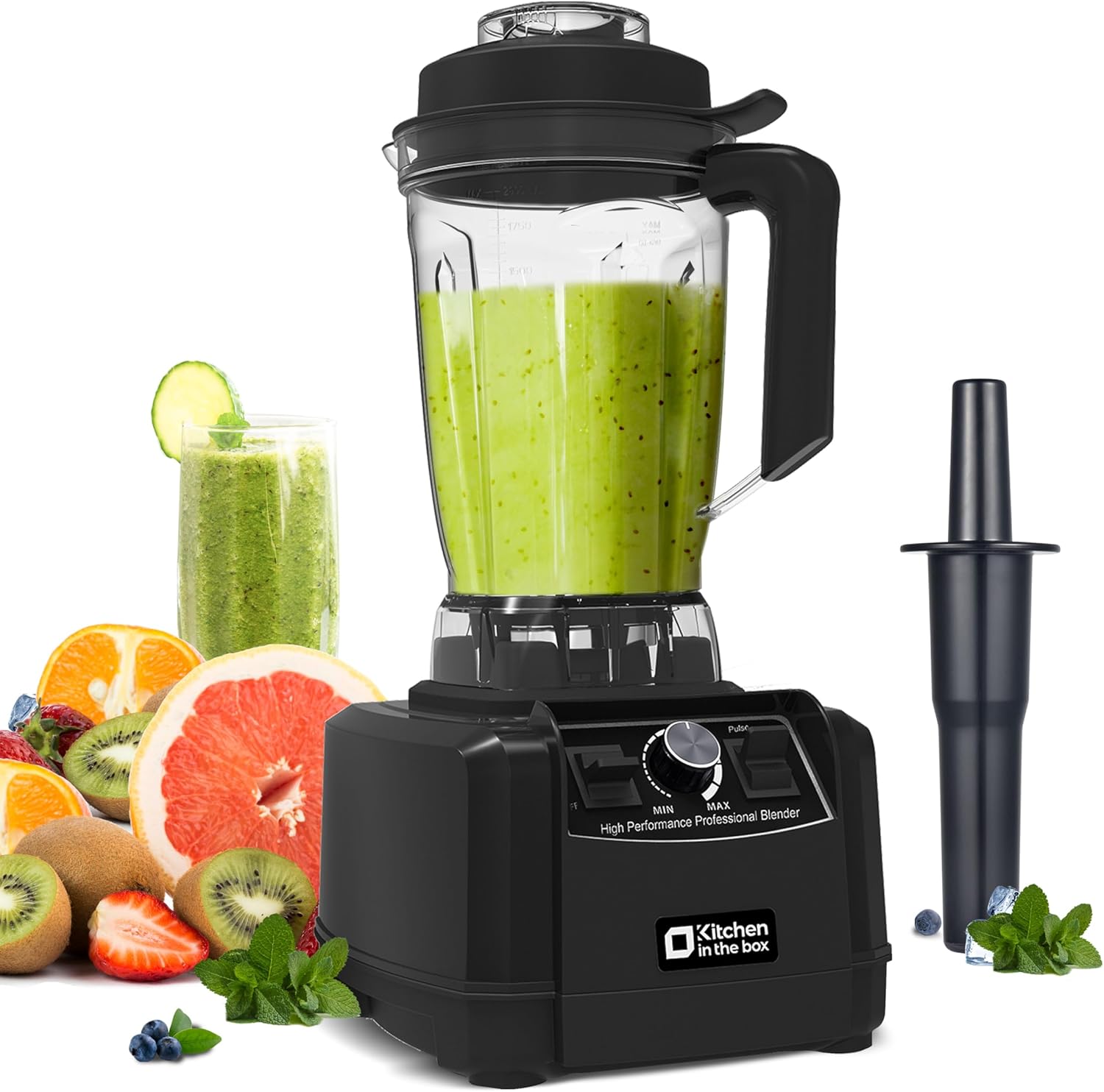 Blender Professionnel 2L, Mixeur électrique 1500W Haute Performance, Le choix pro des cuisines familiales, Lames premium à 8 points, Smoothie parfait en 30s, Glace Pilée (Noir)