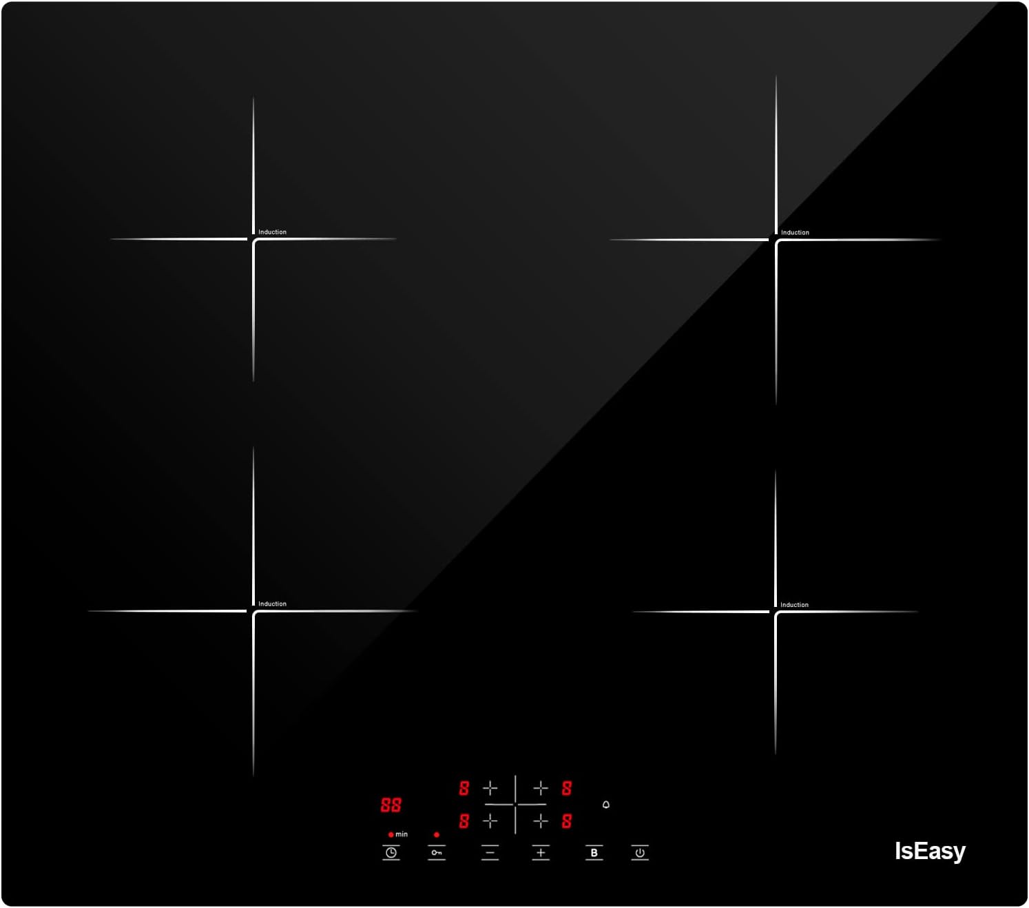 Plaque à Induction, Plaque de Cuisson à Induction Electrique - (6800W, Autarkic, 4 Foyers, 60cm, Encastrable, Intégré, Tactile, Minuteur, Verre-céramique)- 4 Zone New 4 Foyers Plaque À Induction