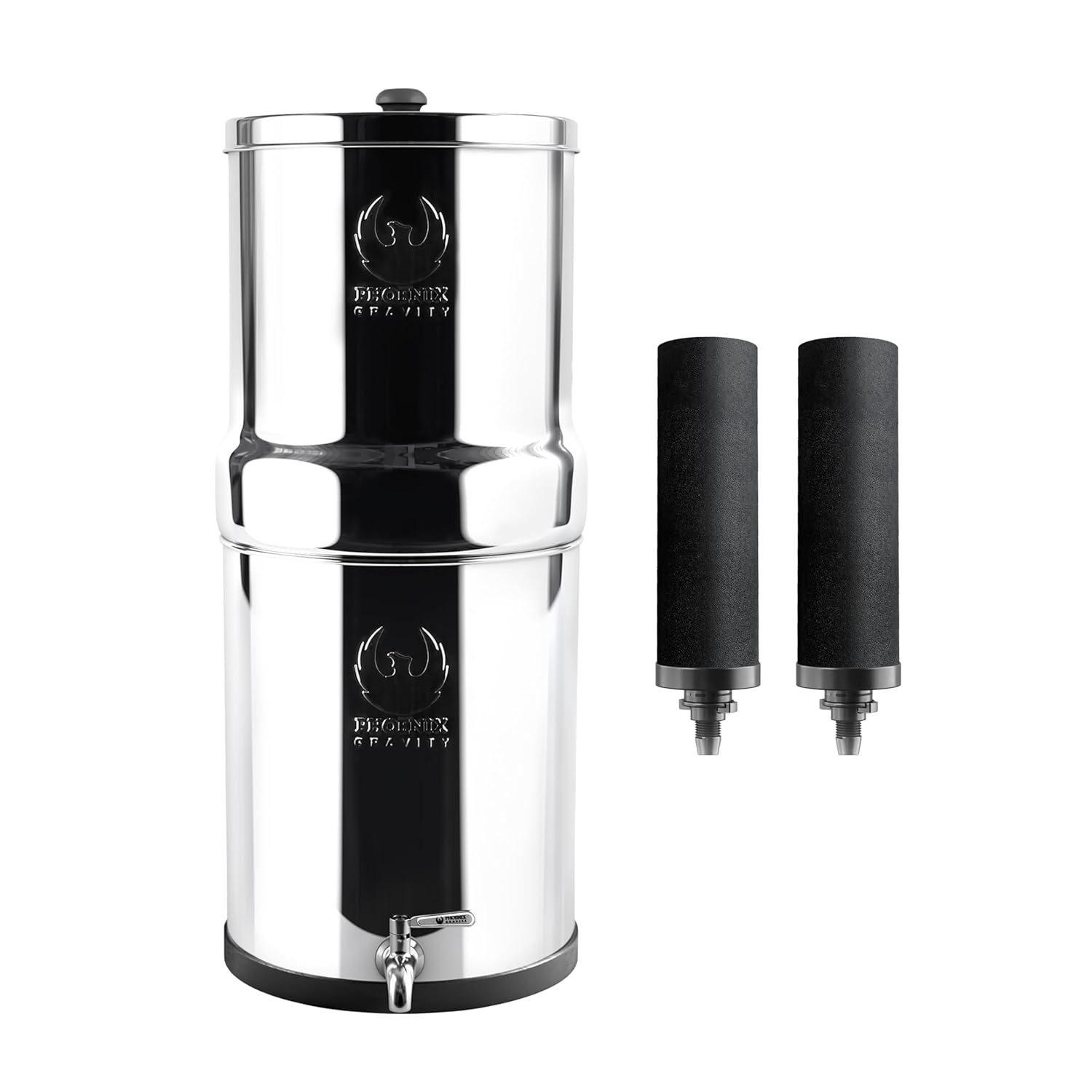 Système de filtre à eau de comptoir en acier inoxydable AISI 304 certifié NSF de 6 litres avec 2 cartouches Smart Carbon (noires), robinet en acier inoxydable gratuit filtre à eau de 6 litres