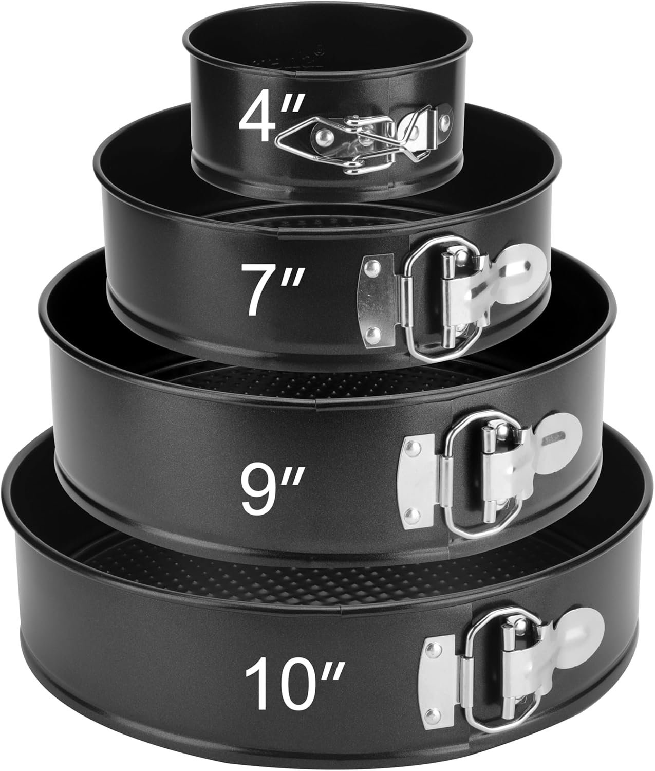 IsheTao Moule à Gàteau Rond, Ensemble Antiadhésif Moules à Charnière en Acier Inoxydable avec Fond Amovible (11cm/ 18cm/ 23cm/ 26cm) 4 Tailles