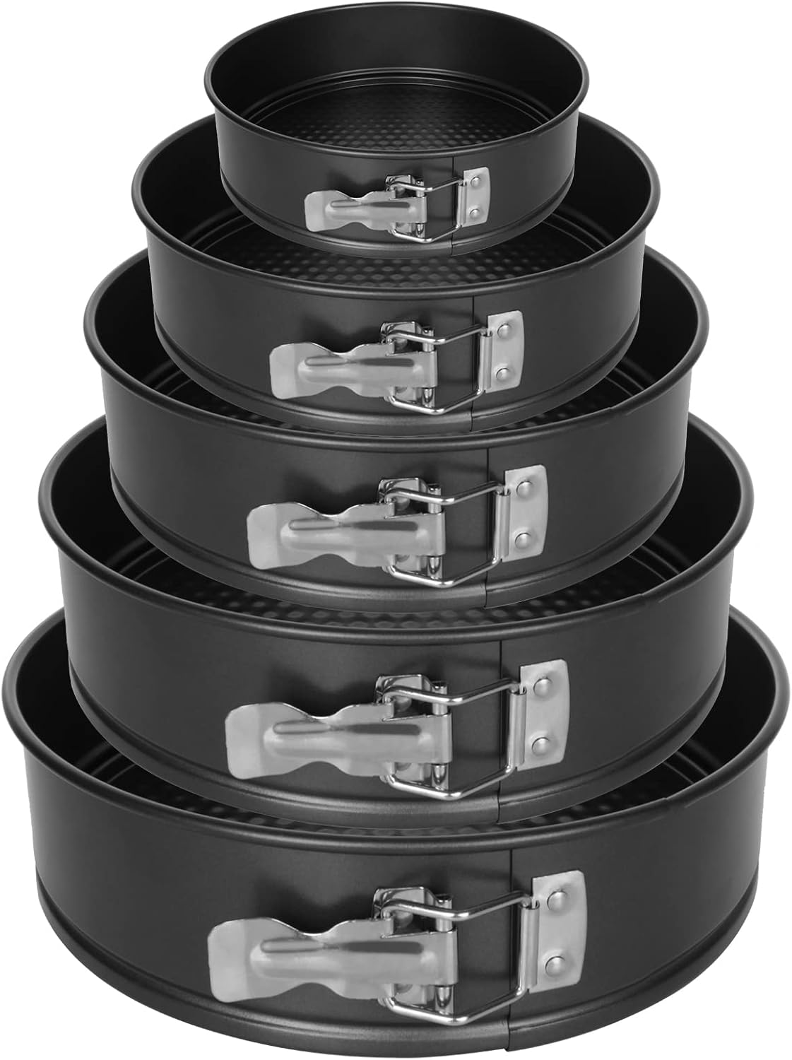 STARVAST 5 Pcs Moule à Gateau Rond à Charnière 14/18/20/24/26 CM, Moule à Gàteau Rond 5 Étages en Acier au Carbone, Moule à Gâteau à Charnière avec Fond Amovible pour Faire Gâteaux/Pizzas/Pain