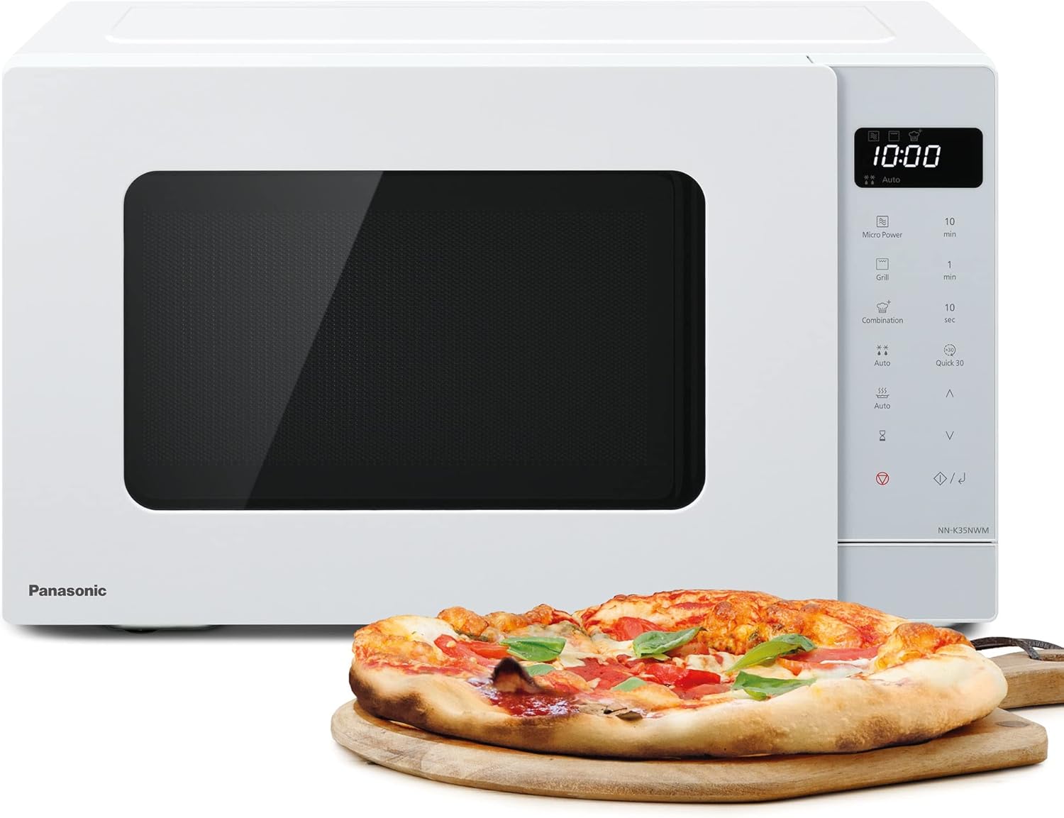 NN-K35NWMEPG, Four à Micro-Ondes Gril , 24 Litres, Puissance de 900W, 8 Programmes Automatiques, Cuisson combinée, Blanc