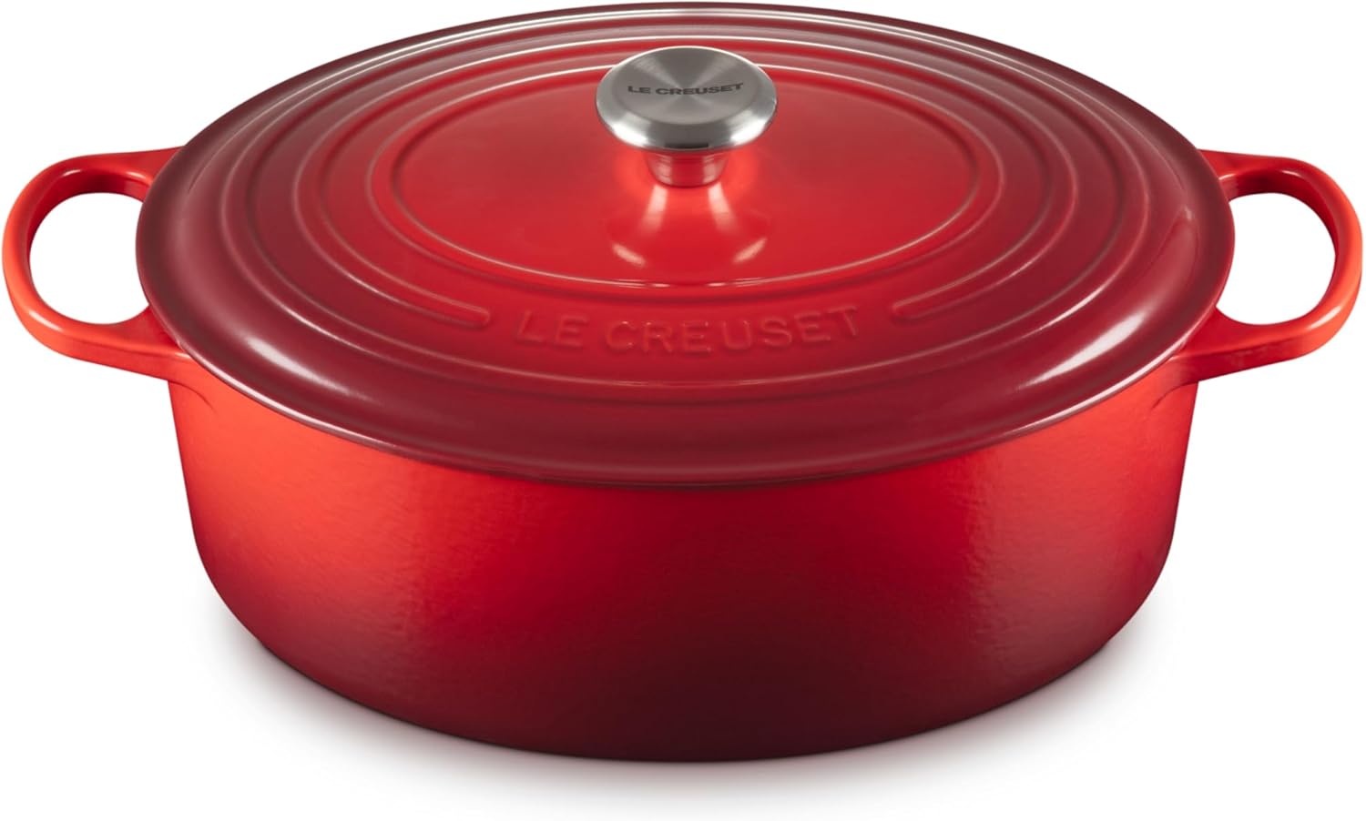 Cocotte Signature en Fonte Émaillée avec Couvercle, 33cm, Ovale, 7,5 L, 6,595 kg, Cerise, 21178330602430 Cerise 33 cm