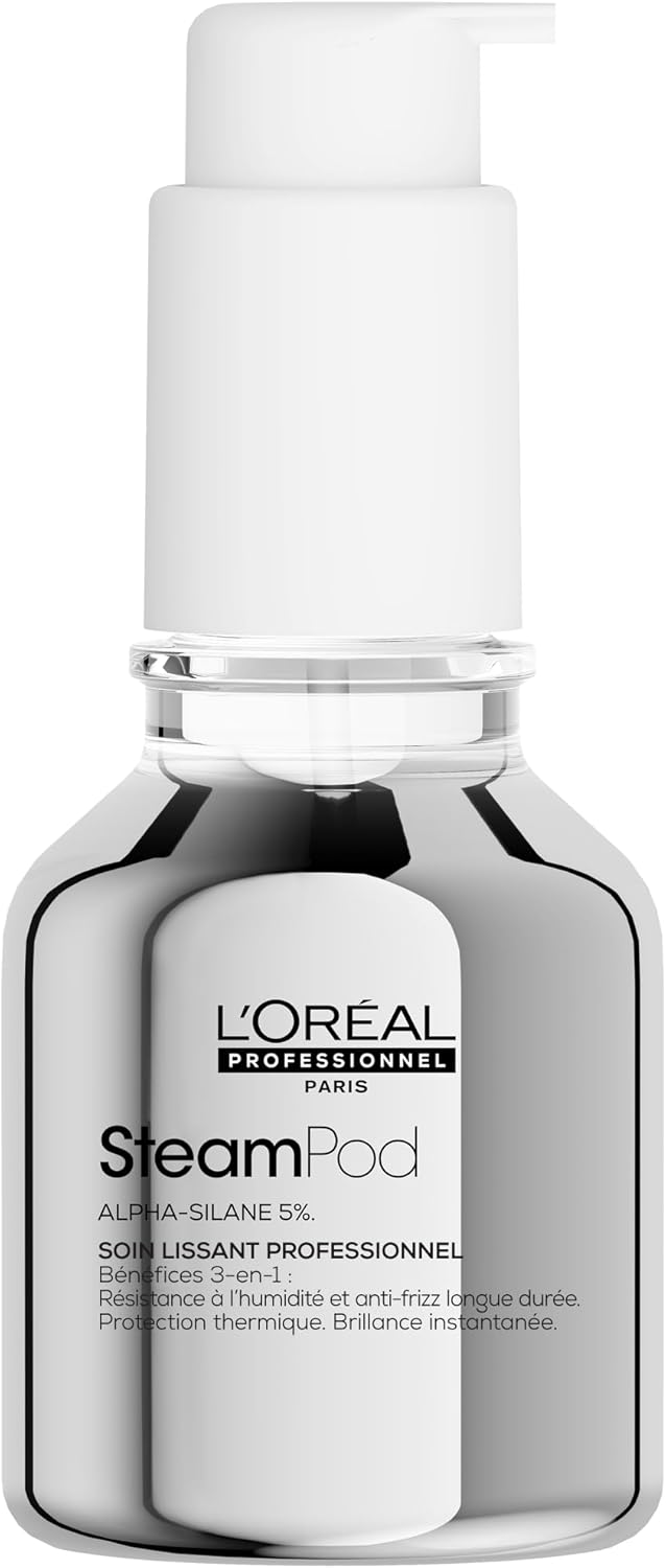 L'OREAL PROFESSIONNEL - Sérum SteamPod - Soin Lissant Thermoprotecteur - Protège Jusqu'À 230°C - Anti-Frizz & Anti-Humidité Extrême - Formule Anhydre Brevetée - Compatible Tout Lisseur Unitaire