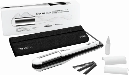 STEAMPOD 4 - Lisseur Boucleur Vapeur - 95% De Dommages En Moins - Coiﬀage 3x + Rapide - 3 Températures - Technologie Vapeur Brevetée - Avec Accessoires - Tous Types De Cheveux - L'Oréal Professionnel Lisseur V4