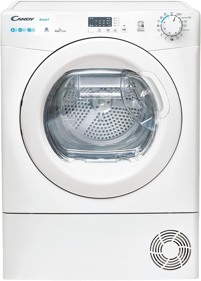 Sèche-Linge Pompe à Chaleur - Capacité de Chargement 8 Kg - Classe Énergétique E - Connectivité NFC, Départ Différé, Bac à Eau Easy Case - Blanc - 85 x 59,6 x 58,5 cm - Modèle CSE H8A1LE-S