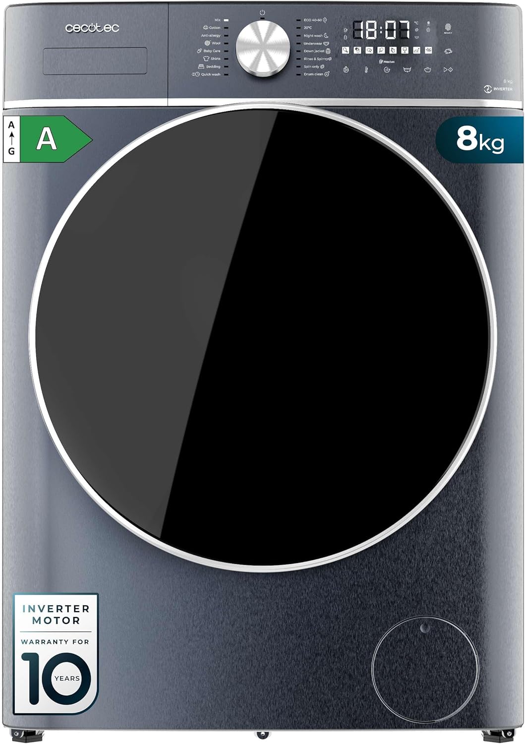 Lave-linge 8Kg Chargement Frontal Bolero DressCode 8800 Inverter Ice Blue A - 2000W, 1400 tr/min, 16 Programmes, Faible Consommation, Moteur Inverter Plus, Lavage Avancé et Écran Tactile XXL