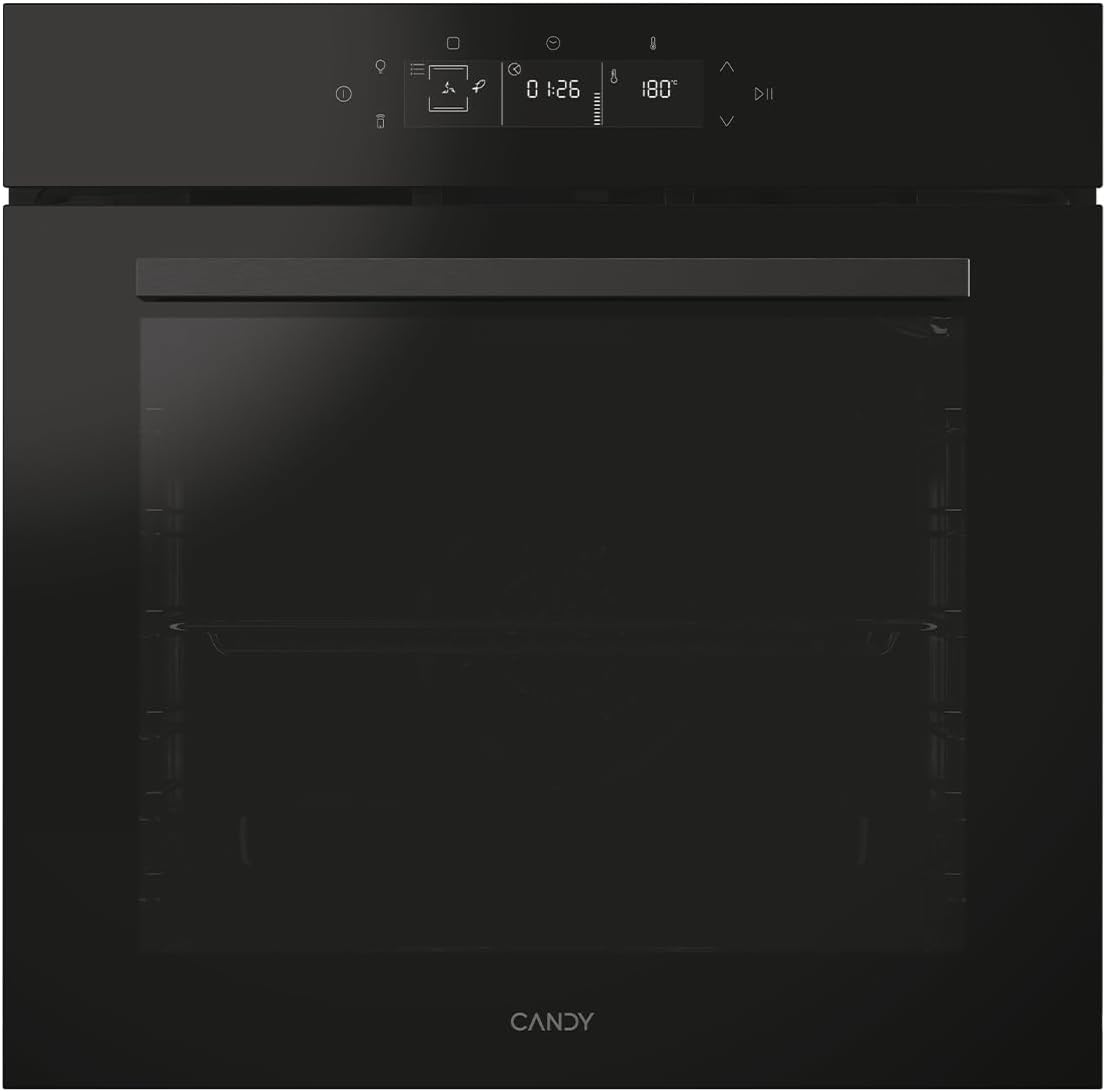 Four Encastrable à Chaleur Pulsée - Pyrolyse/Hydrolyse, 6 Niveaux de Cuisson, A++, Cavité XXL (78L), Ouverture & Fermeture Douces, Noir - Interface 100% Tactile - 59,5 x 59,5 x 56,8 cm