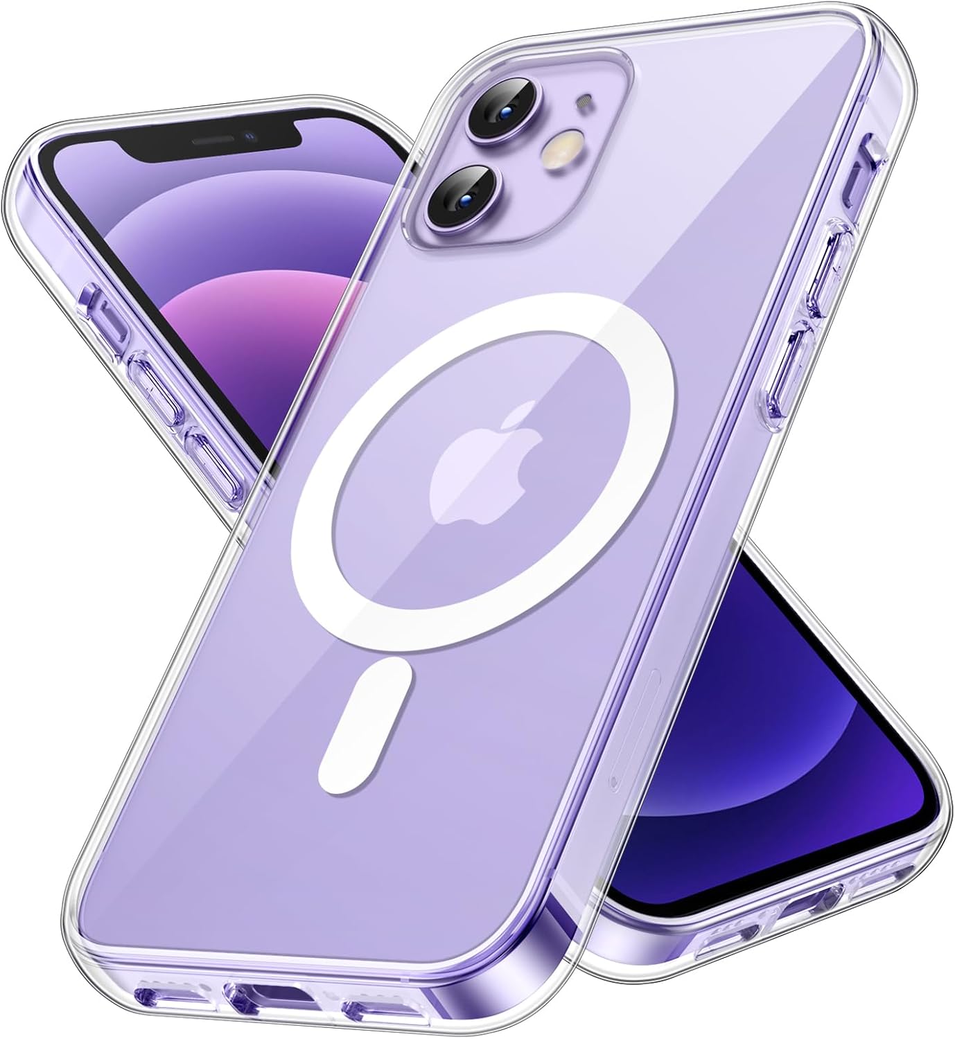 Coque Magnétique pour iPhone 12/12 Pro 6,1 Pouces Compatible avec MagSafe Recharge sans Fil, Étui Housse de Téléphone Antichoc, Dos Transparente Anti-Rayures (Transparente)