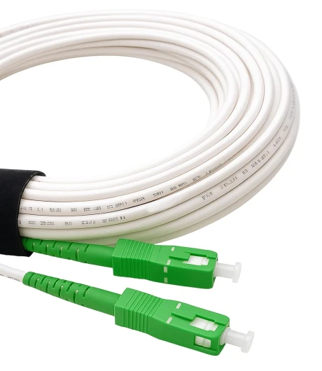 ® - Câble/Rallonge Fibre Optique {Orange SFR Bouygues} - Jarretière Simplex Monomode SC-APC à SC-APC - Blindage et Connecteur Renforcée - Perte Très Fiable - Blanc, 5M