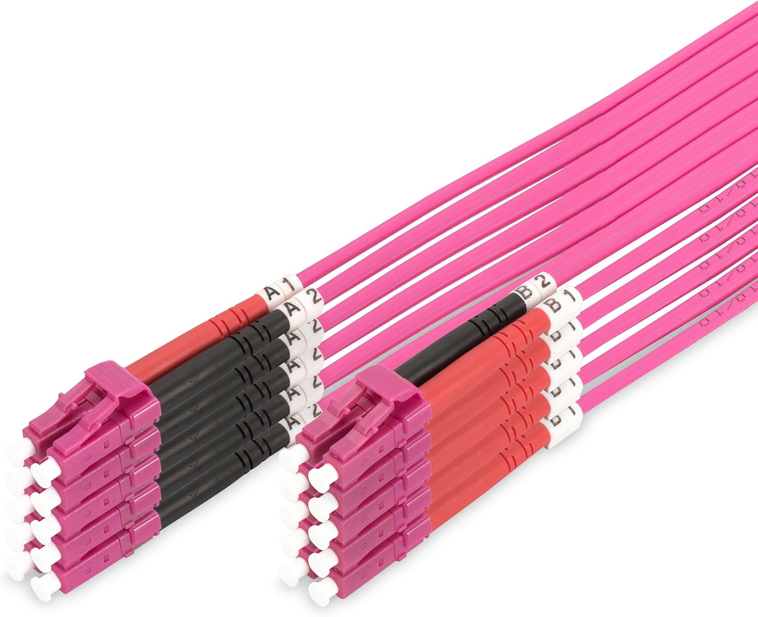 Câble à fibre optique OM4-5 pièces - 2 m - LC à LC - câble à fibre optique duplex - 1/10 / 40/100 Gbit/s - câble LAN à fibre optique multimode MM - Type de fibre : 50/125 µ - Violet LC/LC 2m (5 pièces)